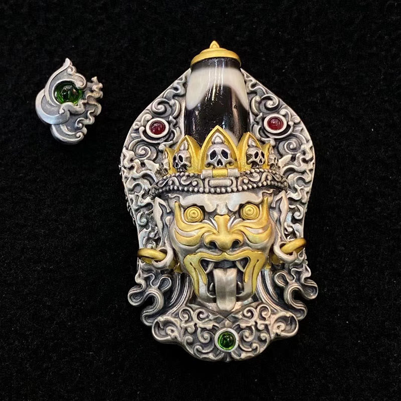 Buddha Stones 925 Srebro Tybetańskie Zakiram Bogini Bogactwa Dzi Koralik Ochrona Naszyjnik Wisiorek