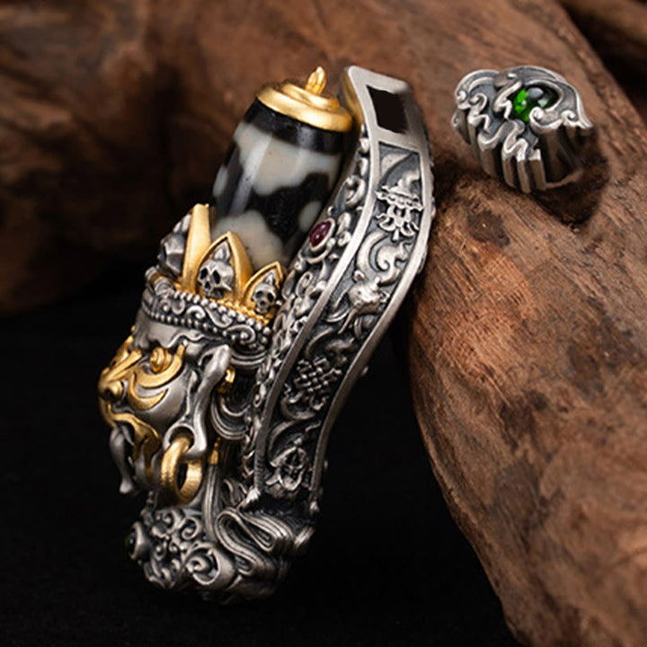 Buddha Stones 925 Srebro Tybetańskie Zakiram Bogini Bogactwa Dzi Koralik Ochrona Naszyjnik Wisiorek