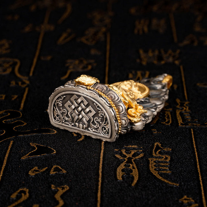 Buddha Stones 925 Srebro Sterling Tybet Żółty Jambhala Bóg Bogactwa Błogosławieństwo Naszyjnik Wisiorek