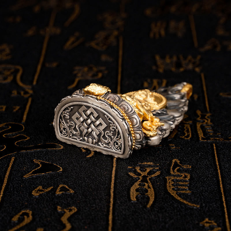 Buddha Stones 925 Srebro Sterling Tybet Żółty Jambhala Bóg Bogactwa Błogosławieństwo Naszyjnik Wisiorek