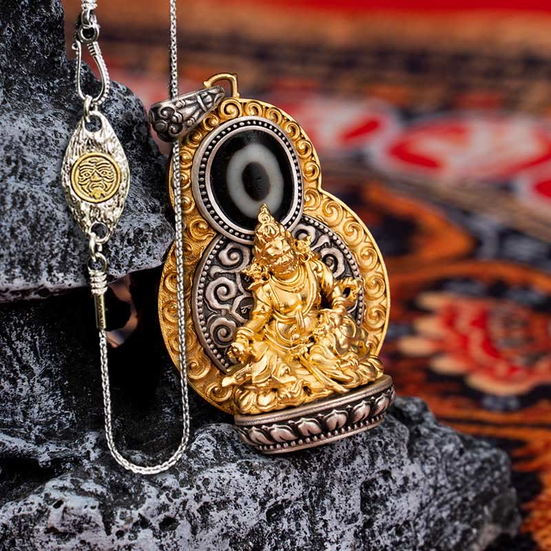 Buddha Stones 925 Srebro Sterlingowe Tybet Żółty Jambhala Bóg Bogactwa Dzi Koralik Om Mani Padme Hum Szczęście Naszyjnik Wisiorek - Żółty Jambhala i 50 cm miedziany łańcuszek Zakiram - image 16