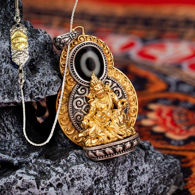 Buddha Stones 925 Srebro Sterlingowe Tybet Żółty Jambhala Bóg Bogactwa Dzi Koralik Om Mani Padme Hum Szczęście Naszyjnik Wisiorek - Żółty Jambhala i 52 cm Miedziany łańcuszek Władca Lasu Trupów - image 20