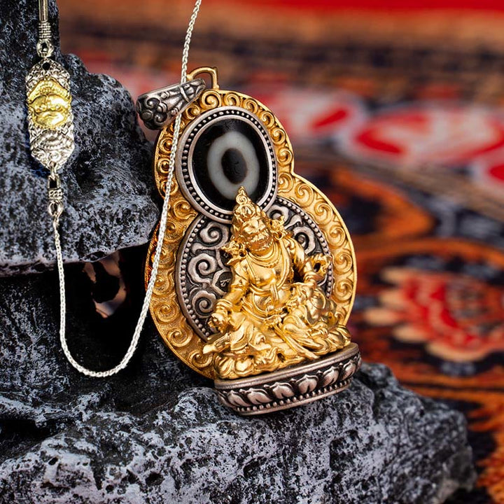 Buddha Stones 925 Srebro Sterlingowe Tybet Żółty Jambhala Bóg Bogactwa Dzi Koralik Om Mani Padme Hum Szczęście Naszyjnik Wisiorek - Żółty Jambhala i 52 cm Miedziany łańcuszek Władca Lasu Trupów - image 20