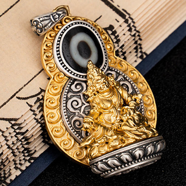 Buddha Stones 925 Srebro Sterlingowe Tybet Żółty Jambhala Bóg Bogactwa Dzi Koralik Om Mani Padme Hum Szczęście Naszyjnik Wisiorek - image 5