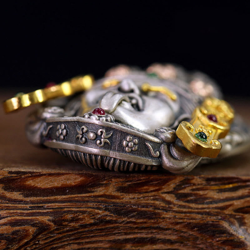 Buddha Stones 925 Srebro Tybetańskie Zakiram Bogini Bogactwa Trzymająca Z dala Złe Duchy Naszyjnik Wisiorek