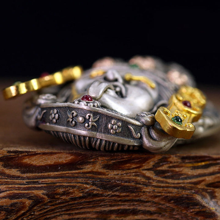 Buddha Stones 925 Srebro Tybetańskie Zakiram Bogini Bogactwa Trzymająca Z dala Złe Duchy Naszyjnik Wisiorek