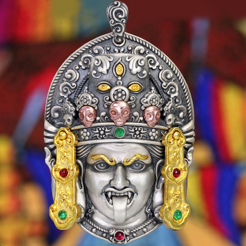 Buddha Stones 925 Srebro Tybetańskie Zakiram Bogini Bogactwa Trzymająca Z dala Złe Duchy Naszyjnik Wisiorek