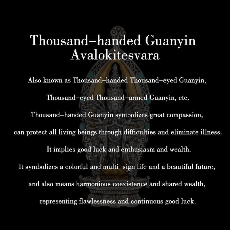 Buddha Stones 925 Srebro Sterling Tysiącramienny Guanyin Kwan Yin Avalokiteśvara Naszyjnik Wisiorek Bogactwo - image 11