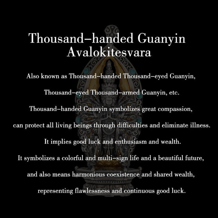 Buddha Stones 925 Srebro Sterling Tysiącramienny Guanyin Kwan Yin Avalokiteśvara Naszyjnik Wisiorek Bogactwo - image 11
