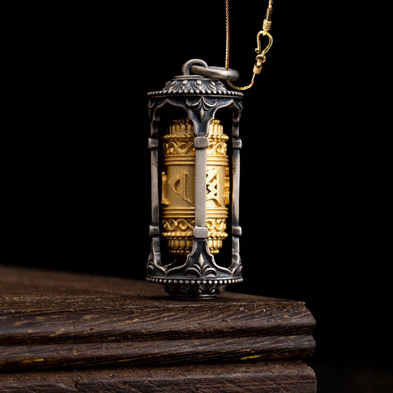 Buddha Stones 925 Srebro Sterling Tybetańskie Koło Modlitewne Om Mani Padme Hum Naszyjnik Mądrości Wisiorek - Koło modlitewne i 58-centymetrowy złoty łańcuszek miedziany - image 15