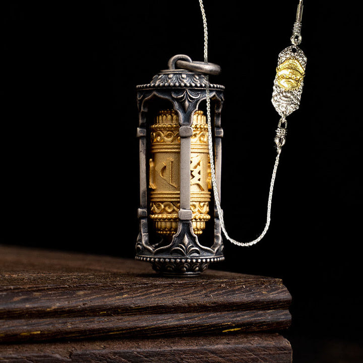 Buddha Stones 925 Srebro Sterling Tybetańskie Koło Modlitewne Om Mani Padme Hum Naszyjnik Mądrości Wisiorek - Koło modlitewne i miedziany łańcuszek "Władca Lasu Trupów" 52 cm - image 21