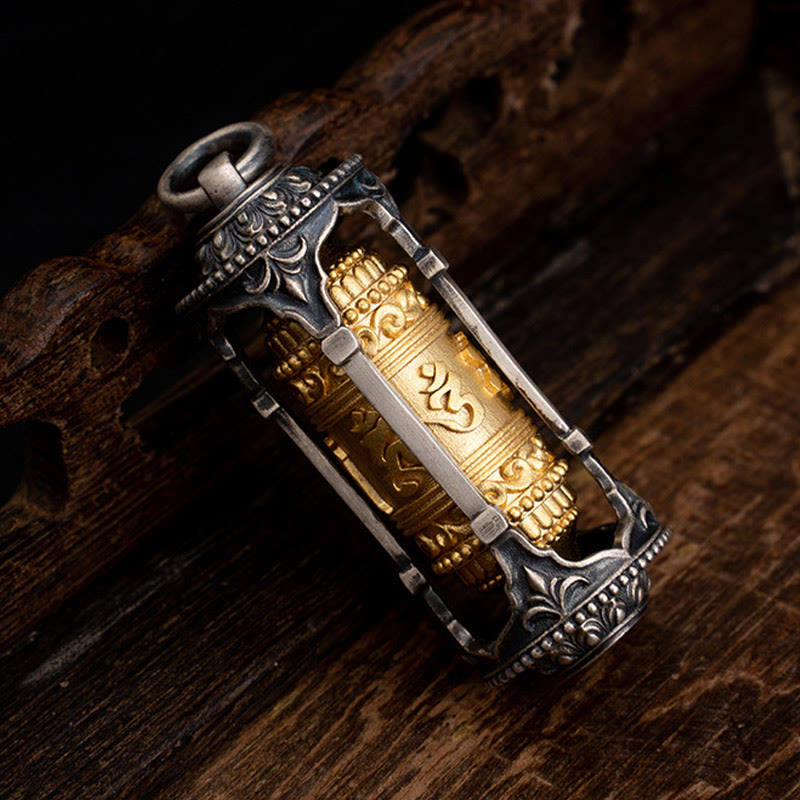 Buddha Stones 925 Srebro Sterling Tybetańskie Koło Modlitewne Om Mani Padme Hum Naszyjnik Mądrości Wisiorek - image 10