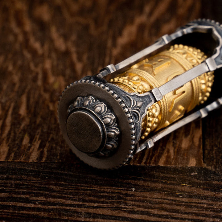 Buddha Stones 925 Srebro Sterling Tybetańskie Koło Modlitewne Om Mani Padme Hum Naszyjnik Mądrości Wisiorek - image 11