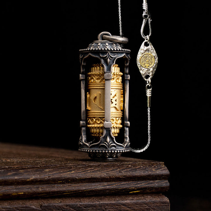 Buddha Stones 925 Srebro Sterling Tybetańskie Koło Modlitewne Om Mani Padme Hum Naszyjnik Mądrości Wisiorek - Młynek modlitewny i 50-centymetrowy miedziany łańcuszek Zakiram - image 17