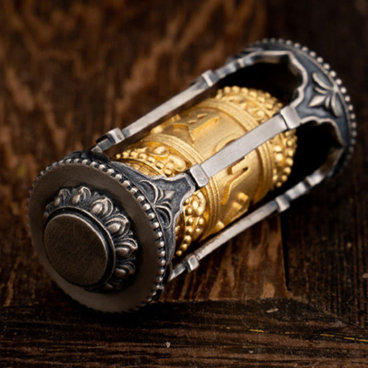 Buddha Stones 925 Srebro Sterling Tybetańskie Koło Modlitewne Om Mani Padme Hum Naszyjnik Mądrości Wisiorek - image 4