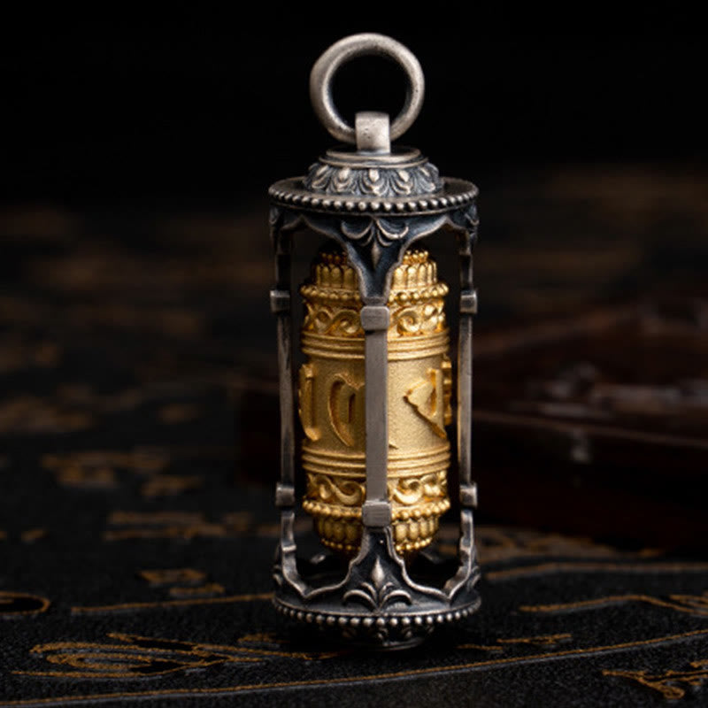 Buddha Stones 925 Srebro Sterling Tybetańskie Koło Modlitewne Om Mani Padme Hum Naszyjnik Mądrości Wisiorek - image 8