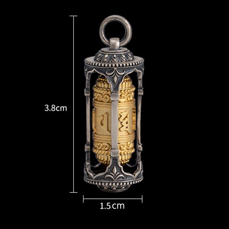 Buddha Stones 925 Srebro Sterling Tybetańskie Koło Modlitewne Om Mani Padme Hum Naszyjnik Mądrości Wisiorek - image 12