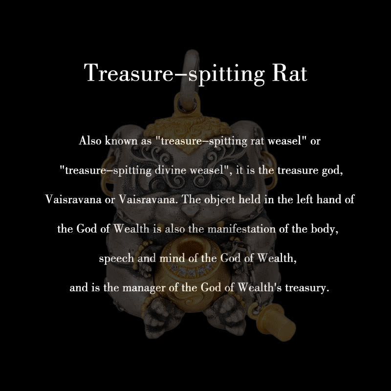 Buddha Stones 925 Srebro Sterling Tybetański Skarb-plujący Szczur Ochrona Naszyjnik Wisiorek