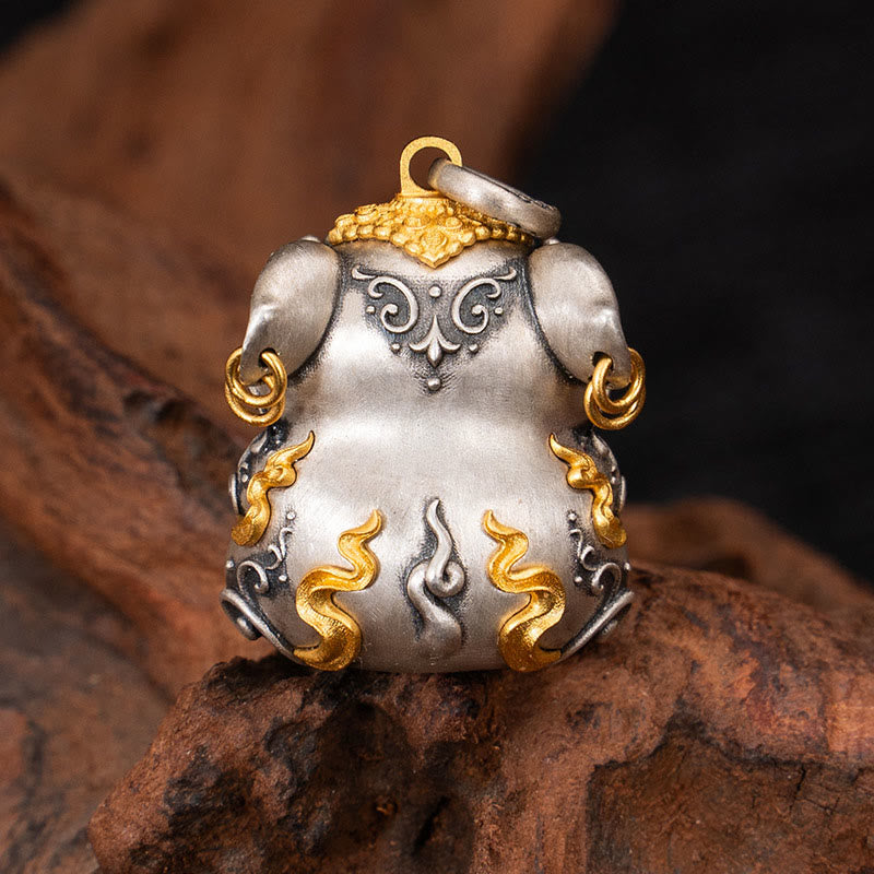 Buddha Stones 925 Srebro Sterling Tybetański Skarb-plujący Szczur Ochrona Naszyjnik Wisiorek