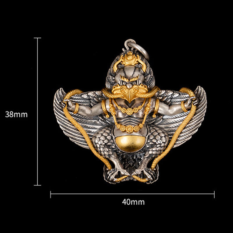Buddha Stones 925 Srebro Sterling Tybetański Ptak Garuda Naszyjnik Mądrość Wisiorek