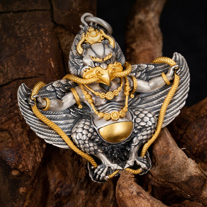 Buddha Stones 925 Srebro Sterling Tybetański Ptak Garuda Naszyjnik Mądrość Wisiorek