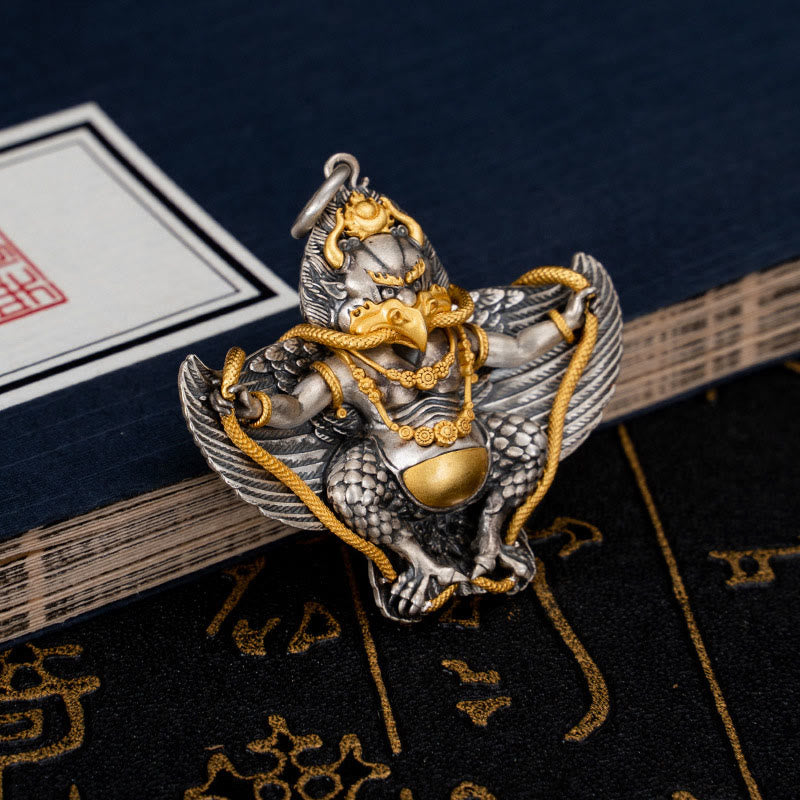 Buddha Stones 925 Srebro Sterling Tybetański Ptak Garuda Naszyjnik Mądrość Wisiorek