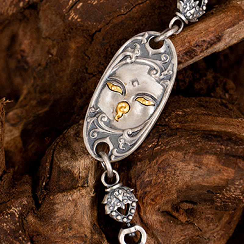 Buddha Stones 925 Srebro Tybetańskie Zakiram Bogini Bogactwa Bodhisattwa Tara Om Mani Padme Hum Ochrona Metalowy Łańcuch Naszyjnik - image 8