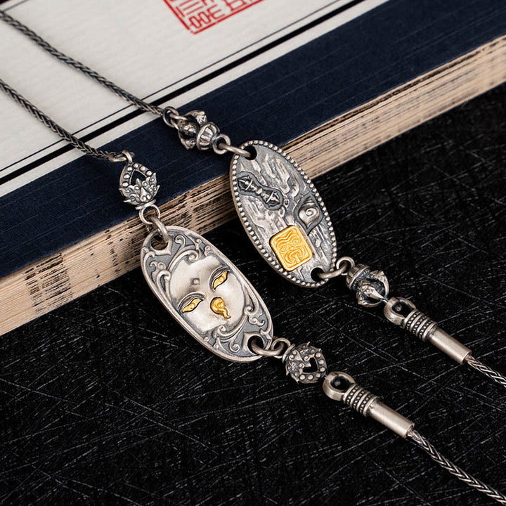 Buddha Stones 925 Srebro Tybetańskie Zakiram Bogini Bogactwa Bodhisattwa Tara Om Mani Padme Hum Ochrona Metalowy Łańcuch Naszyjnik - image 9