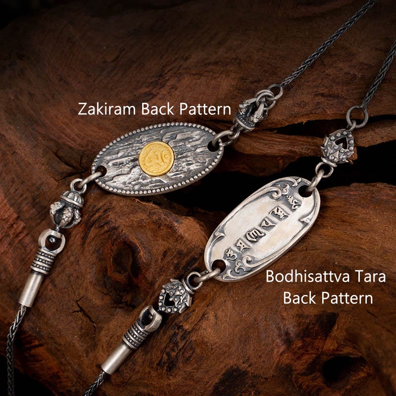Buddha Stones 925 Srebro Tybetańskie Zakiram Bogini Bogactwa Bodhisattwa Tara Om Mani Padme Hum Ochrona Metalowy Łańcuch Naszyjnik - image 10