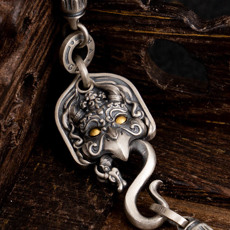 Buddha Stones 925 Srebro Sterling Tybetański Ptak Garuda Mądrość Metalowy Naszyjnik Łańcuchowy