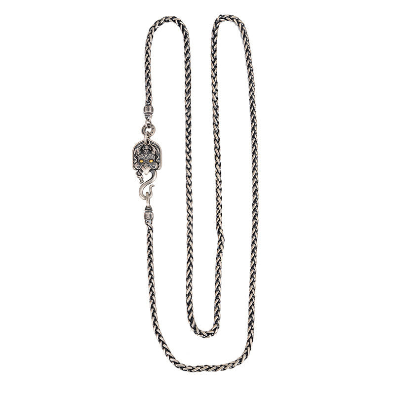 Buddha Stones 925 Srebro Sterling Tybetański Ptak Garuda Mądrość Metalowy Naszyjnik Łańcuchowy