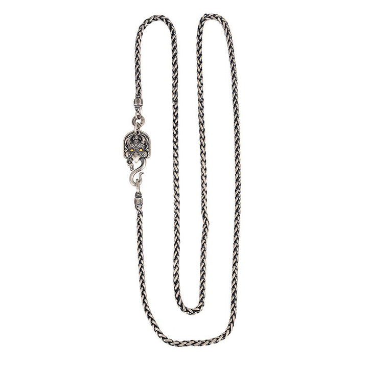 Buddha Stones 925 Srebro Sterling Tybetański Ptak Garuda Mądrość Metalowy Naszyjnik Łańcuchowy