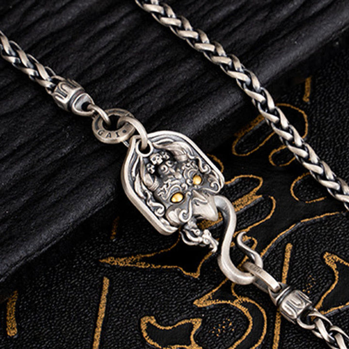 Buddha Stones 925 Srebro Sterling Tybetański Ptak Garuda Mądrość Metalowy Naszyjnik Łańcuchowy