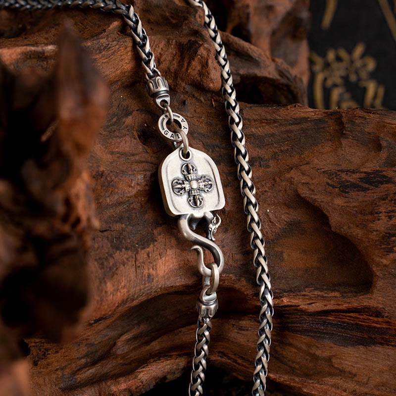 Buddha Stones 925 Srebro Sterling Tybetański Ptak Garuda Mądrość Metalowy Naszyjnik Łańcuchowy