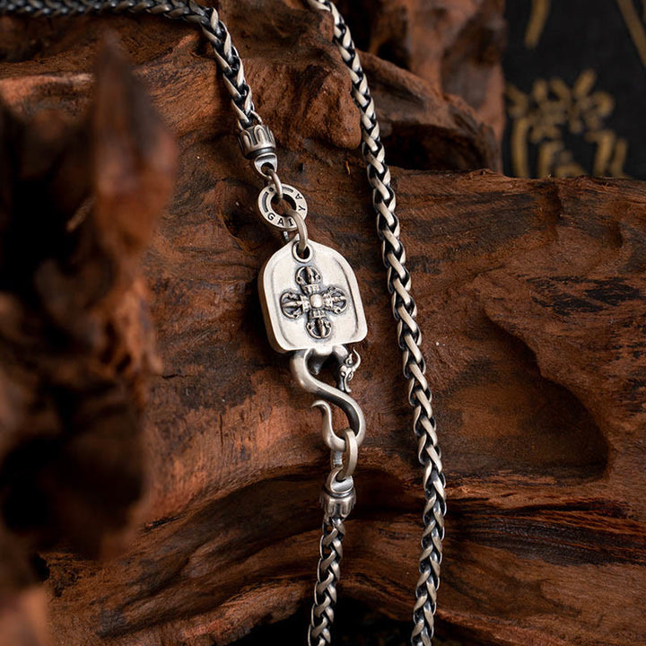 Buddha Stones 925 Srebro Sterling Tybetański Ptak Garuda Mądrość Metalowy Naszyjnik Łańcuchowy