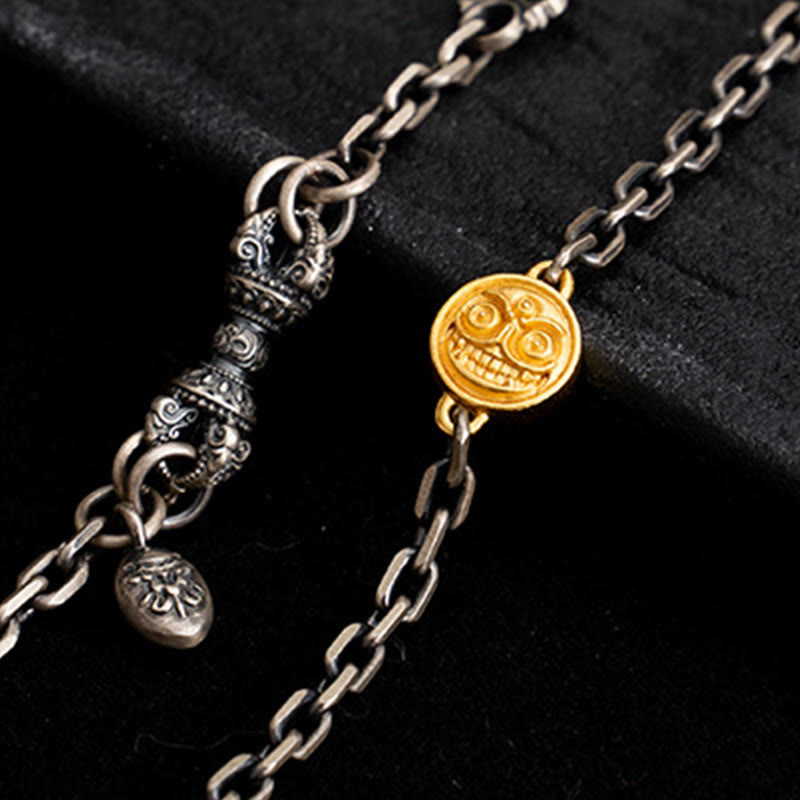 Buddha Stones 925 Srebro Tybetańskie Białe Zakiram Bogini Bogactwa Wadżra Dorje Błogosławieństwo Metalowy Naszyjnik Łańcuchowy