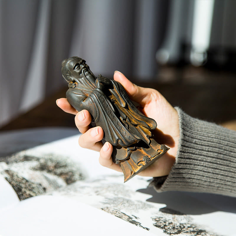 Buddha Stones Ręcznie Konfucjusz Żelazo Proszek Rdza Odlew Żywicy Statua Dekoracja Domu