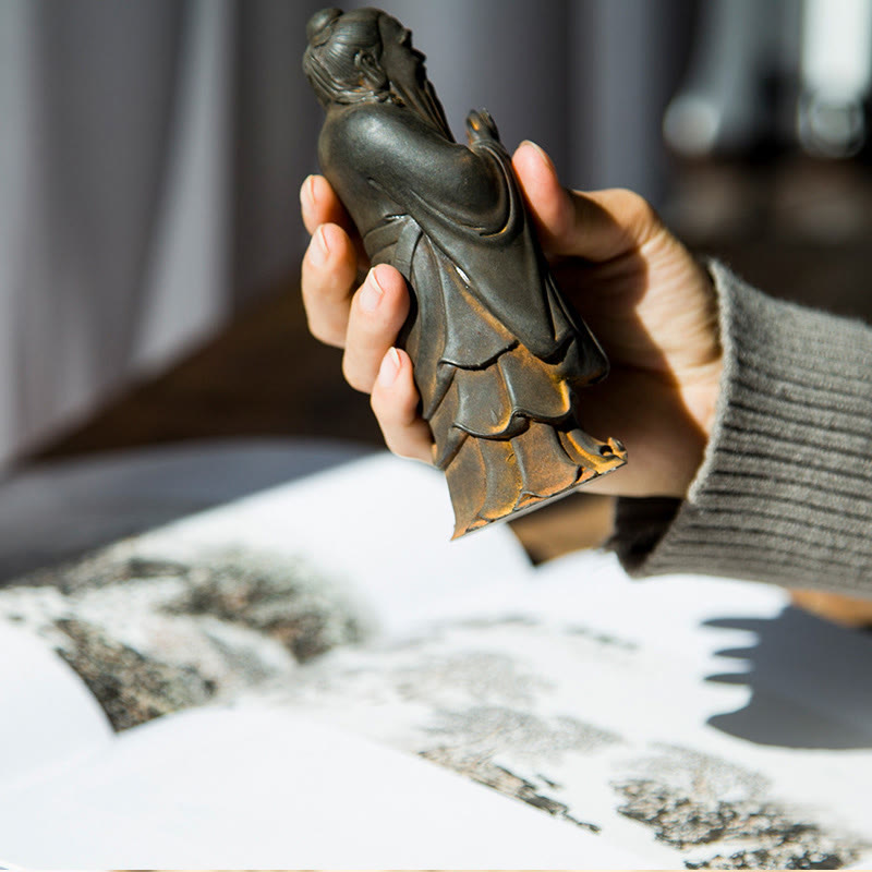 Buddha Stones Ręcznie Konfucjusz Żelazo Proszek Rdza Odlew Żywicy Statua Dekoracja Domu