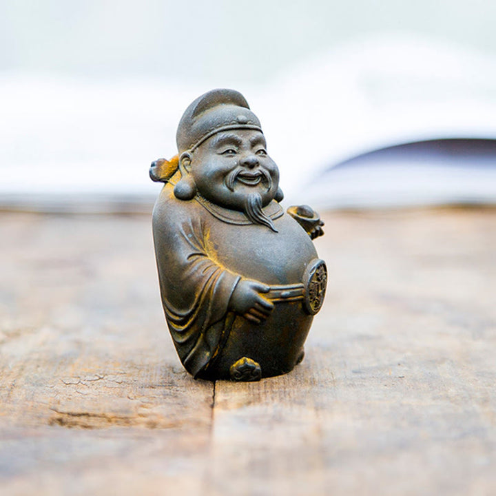 Buddha Stones Ręcznie robione Literackie Wojskowe Bóg Bogactwa Proszek Żelaza Rdza Odlew Żywicy Statua Dekoracja Domu