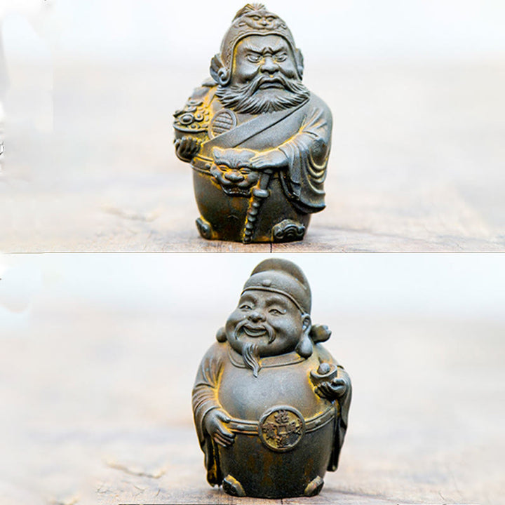 Buddha Stones Ręcznie robione Literackie Wojskowe Bóg Bogactwa Proszek Żelaza Rdza Odlew Żywicy Statua Dekoracja Domu