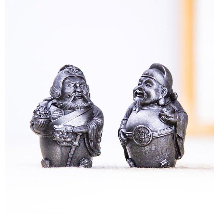 Buddha Stones Ręcznie robione Literackie Wojskowe Bóg Bogactwa Proszek Żelaza Rdza Odlew Żywicy Statua Dekoracja Domu