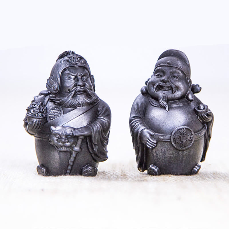 Buddha Stones Ręcznie robione Literackie Wojskowe Bóg Bogactwa Proszek Żelaza Rdza Odlew Żywicy Statua Dekoracja Domu