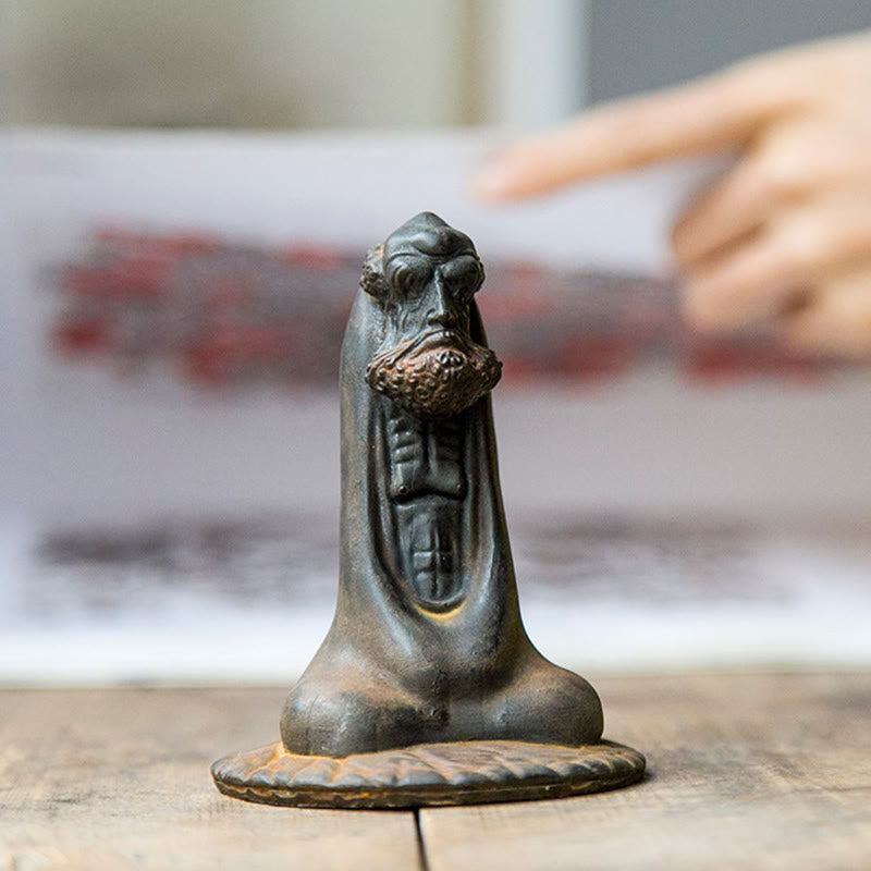 Buddha Stones Ręcznie Robione Bodhidharma Żelazo Proszek Rdza Odlew Żywicy Statua Dekoracja Domu