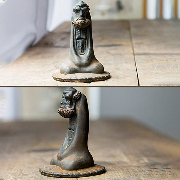 Buddha Stones Ręcznie Robione Bodhidharma Żelazo Proszek Rdza Odlew Żywicy Statua Dekoracja Domu