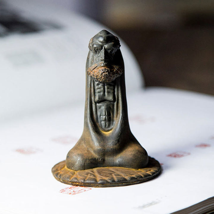 Buddha Stones Ręcznie Robione Bodhidharma Żelazo Proszek Rdza Odlew Żywicy Statua Dekoracja Domu