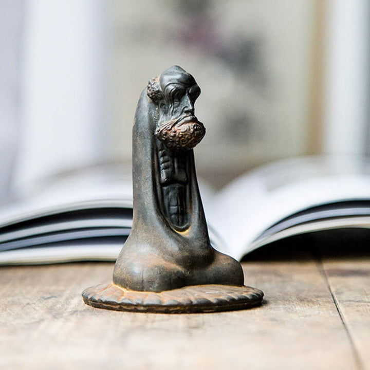Buddha Stones Ręcznie Robione Bodhidharma Żelazo Proszek Rdza Odlew Żywicy Statua Dekoracja Domu
