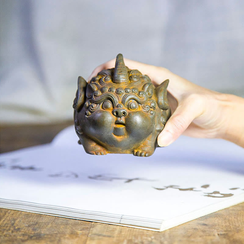 Buddha Stones Ręcznie Bogactwo PiXiu Żelazo Proszek Rdza Odlew Żywicy Statua Dekoracja Domu