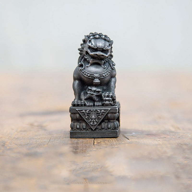 Buddha Stones Ręcznie robione Lwy Fu Foo Psy Żelazo Proszek Rdza Odlew Żywicy Statua Odpędzająca Zło Ochrona Dekoracja Domu