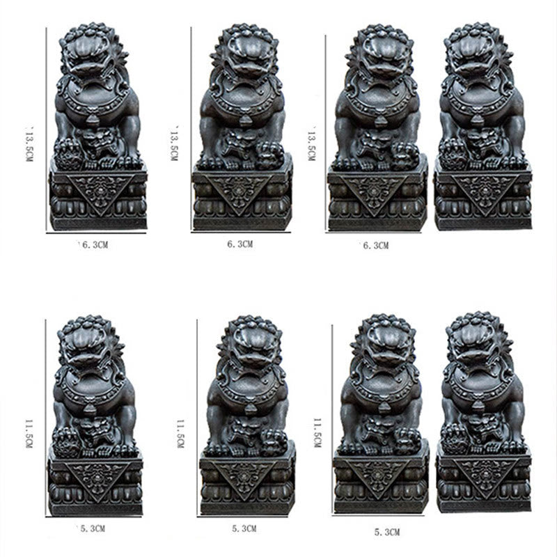 Buddha Stones Ręcznie robione Lwy Fu Foo Psy Żelazo Proszek Rdza Odlew Żywicy Statua Odpędzająca Zło Ochrona Dekoracja Domu