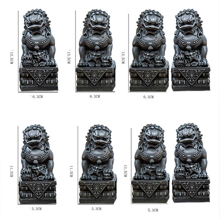 Buddha Stones Ręcznie robione Lwy Fu Foo Psy Żelazo Proszek Rdza Odlew Żywicy Statua Odpędzająca Zło Ochrona Dekoracja Domu